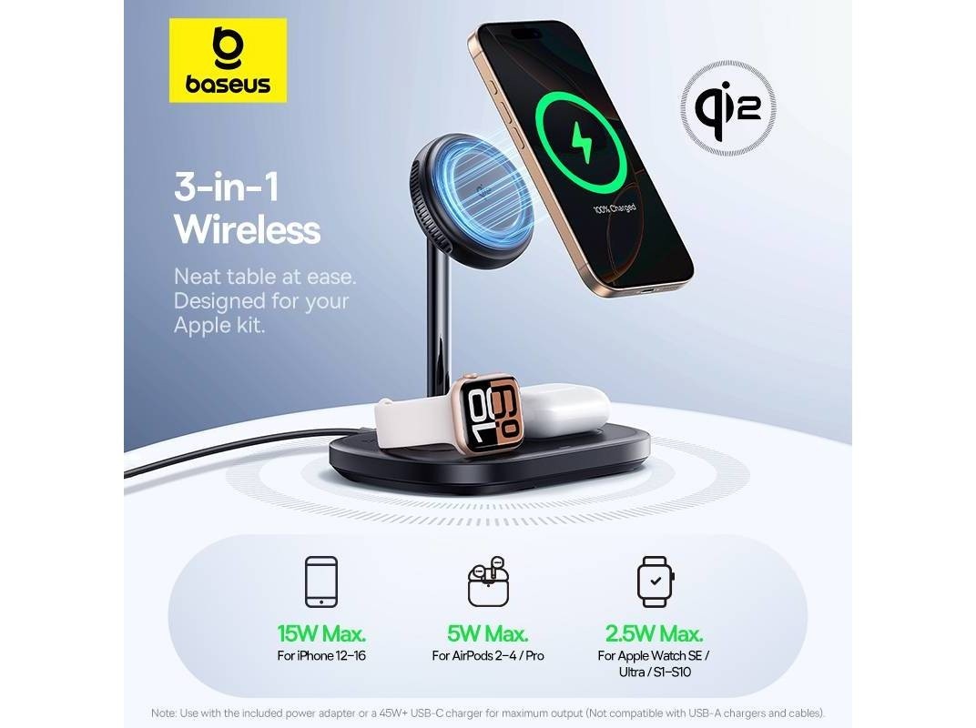 Chargeur sans fil Baseus 3 en 1 - photo 3