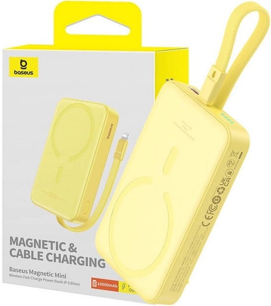 Baseus Magnetic Mini Batterie 10 000 mAh 20 W jaune